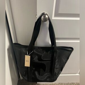 BÉIS Black Mesh Tote Bag